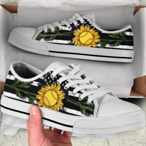 Softball Usa Flag Sunflower Low Top Shoes Fashionable Casual Shoes Gift For Adults 1