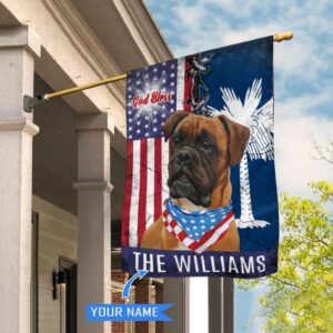 South Carolina Boxer Dog God Bless Personalized House Flag Garden Dog Flag Personalized Dog Garden Flags 1