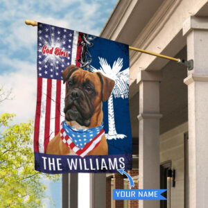 South Carolina Boxer Dog God Bless Personalized House Flag Garden Dog Flag Personalized Dog Garden Flags 2