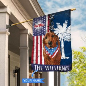 South Carolina Dachshund God Bless Personalized House Flag Garden Dog Flag Personalized Dog Garden Flags 1