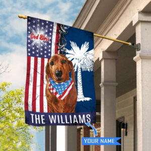 South Carolina Dachshund God Bless Personalized House Flag Garden Dog Flag Personalized Dog Garden Flags 2