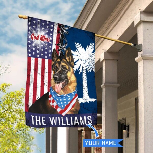 South Carolina German Shepherd God Bless Personalized House Flag – Garden Dog Flag – Personalized Dog Garden Flags