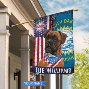 South Dakota Boxer Dog God Bless Personalized House Flag Garden Dog Flag Personalized Dog Garden Flags 1