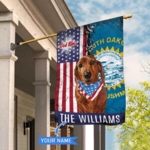 South Dakota Dachshund God Bless Personalized House Flag Garden Dog Flag Personalized Dog Garden Flags 1