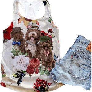 Spanish Water Dog Flower Autumn 90s Tank Top – Summer Casual Tank Tops For Women – Gift For Young Adults