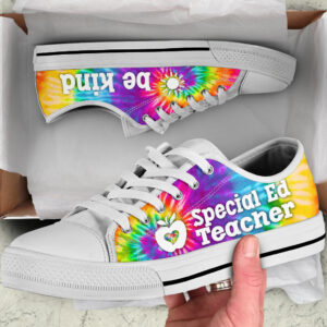 Special Ed Teacher Be Kind Tie Dye Low Top Shoes Best Gift For Teacher School Shoes Best Shoes For Him Or Her 1