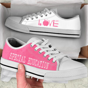 Special Education Love Pink White Low Top Shoes Best Gift For Teacher School Shoes Best Shoes For Him Or Her 1