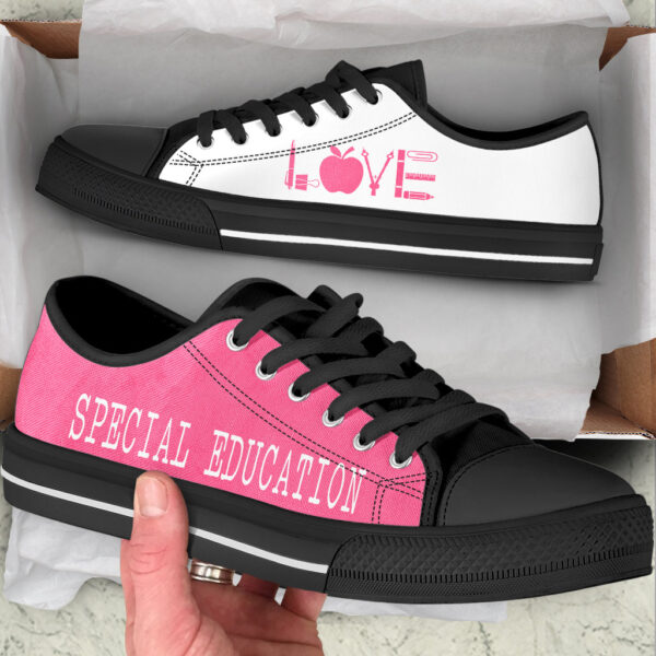 Special Education Love Pink White Low Top Shoes – Best Gift For Teacher, School Shoes – Best Shoes For Him Or Her