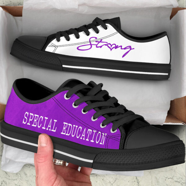 Special Education Strong Purple White Low Top Shoes – Best Gift For Teacher, School Shoes – Best Shoes For Him Or Her