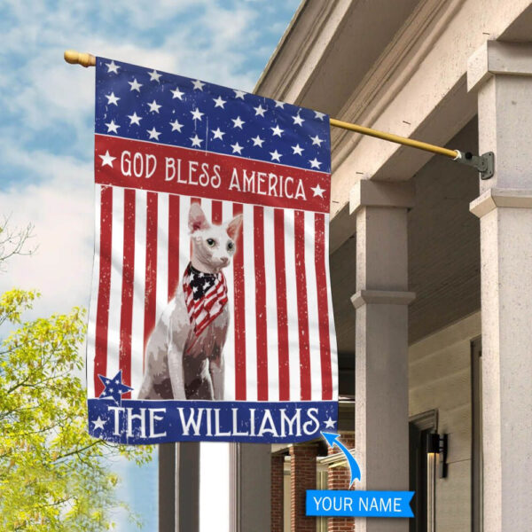 Sphynx Cat God Bless America Personalized Flag – Custom Cat Garden Flags – Cat Flag For House