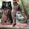 Sphynx Cat Tattoos All Over Printed Women’s Tanktop Leggings Set –  Perfect Workout Outfits – Gifts For Cat Lovers