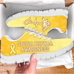 Spina Bifida Shoes Awareness Heartbeat Ribbon…