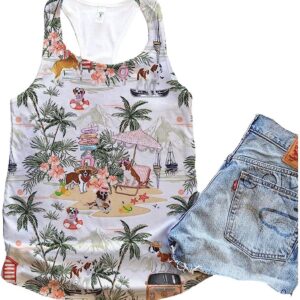 St Bernard Dog Travel To Hawaii Tank Top – Summer Casual Tank Tops For Women – Gift For Young Adults