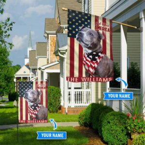 Staffordshire Bull Terrier God Bless America Personalized Flag Custom Dog Flags Dog Lovers Gifts for Him or Her 1