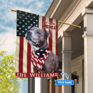 Staffordshire Bull Terrier God Bless America Personalized Flag Custom Dog Flags Dog Lovers Gifts for Him or Her 3