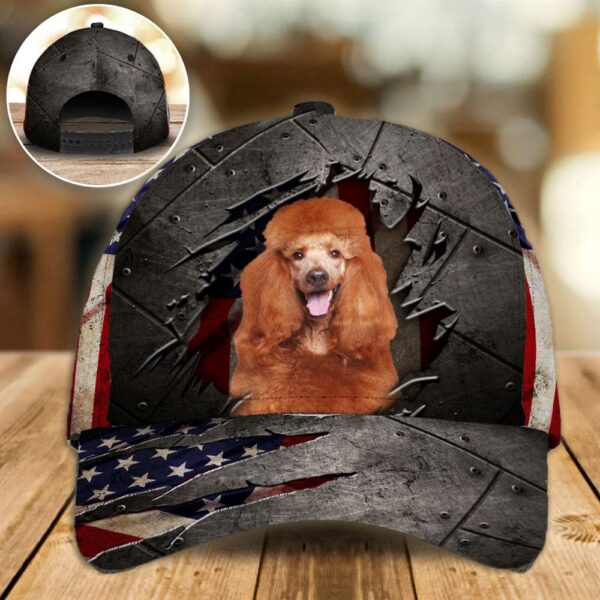 Standard Poodle On The American Flag Cap Custom Photo – Hats For Walking With Pets – Gifts Dog Caps For Friends