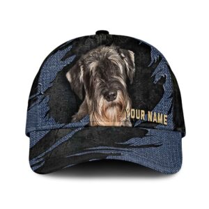 Standard Schnauzer Jean Background Custom Name & Photo Dog Cap – Classic Baseball Cap All Over Print – Gift For Dog Lovers