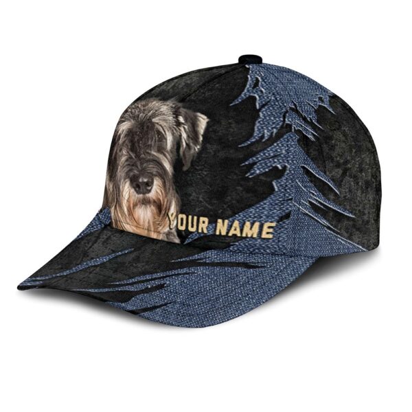 Standard Schnauzer Jean Background Custom Name & Photo Dog Cap – Classic Baseball Cap All Over Print – Gift For Dog Lovers