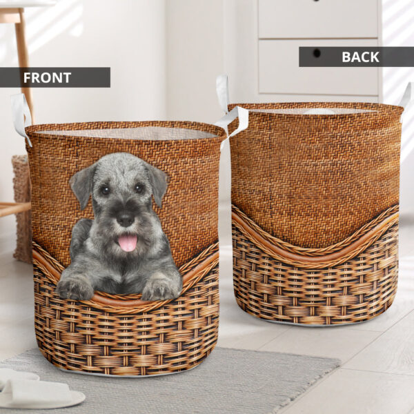 Standard Schnauzer Rattan Texture Laundry Basket – Laundry Hamper – Dog Lovers Gifts for Him or Her