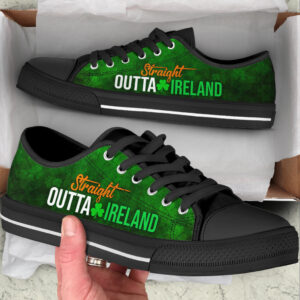Straight Outta Ireland Irish Shamrock Low Top Black Shoes Casual Shoes Irish Gift St.Patrick s Day 2