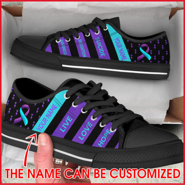 Suicide Prevention Plaid Low Top Shoes – Personalized Custom – Best Gift For Men And Women