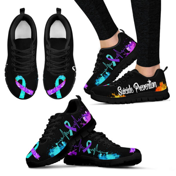 Suicide Prevention Shoes Art Heartbeat Sneaker Walking Shoes – Best Gift For Men And Women