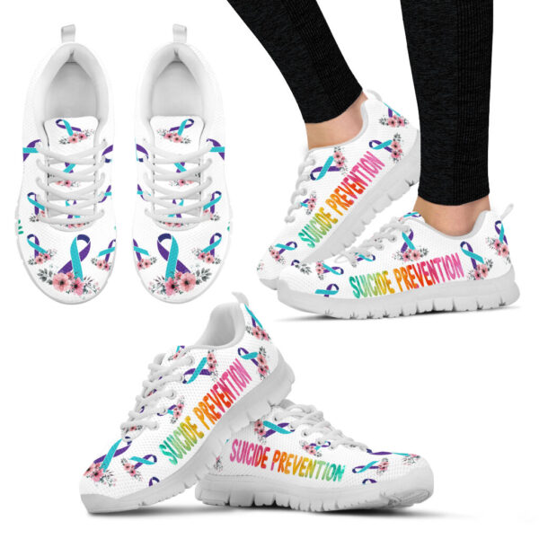 Suicide Prevention Shoes Flower Art Sneaker Walking Shoes – Best Gift For Men And Women