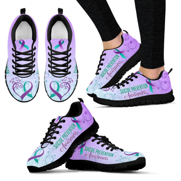 Suicide Prevention Shoes Heart Line Sneaker Walking Shoes – Best Gift For Men And Women – Shoes Gift For Adults