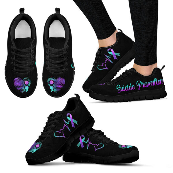 Suicide Prevention Shoes Heartbeat Art Sneaker Walking Shoes – Best Gift For Men And Women