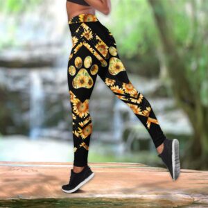 Sunflower Girl Loves Dogs Tattoos Combo Leggings And Hollow Tank Top Workout Sets For Women Gift For Dog Lovers 3 qpn8ia