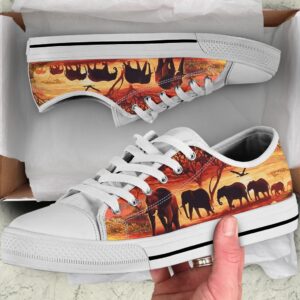 Sunset Elephants Painting Low Top Shoes Casual Shoes Gift For Adults Sneaker For Walking 1