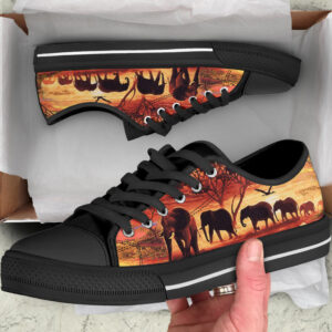 Sunset Elephants Painting Low Top Shoes Casual Shoes Gift For Adults Sneaker For Walking 2