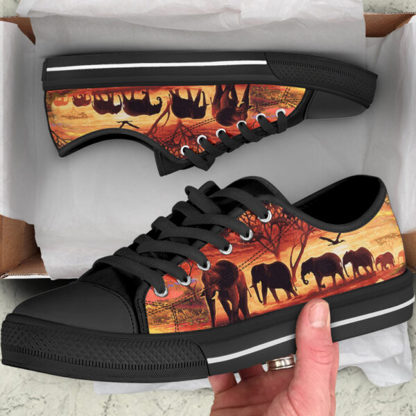 Sunset Elephants Painting Low Top Shoes – Casual Shoes Gift For Adults – Sneaker For Walking
