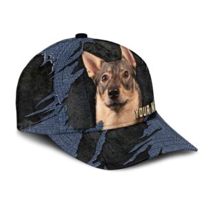 Swedish Vallhund Jean Background Custom Name Cap Classic Baseball Cap All Over Print Gift For Dog Lovers 2 mcdpyu