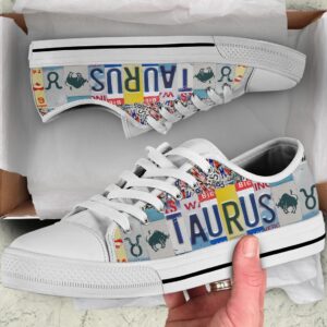 Taurus License Plates Low Top Shoes Canvas Print Lowtop Casual Shoes Gift For Adults Sneaker For Walking 1