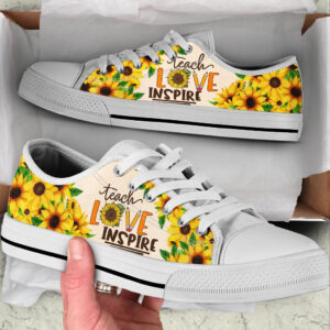 Teach Love Inspire Sunflower Low Top Shoes Best Gift For Teacher School Shoes Best Shoes For Him Or Her 1