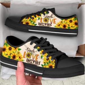 Teach Love Inspire Sunflower Low Top Shoes Best Gift For Teacher School Shoes Best Shoes For Him Or Her 2