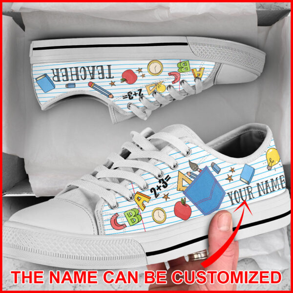 Teacher Abc Quiant Pattern Low Top Shoes – Personalized Custom – Best Gift For Teacher, School Shoes Malalan