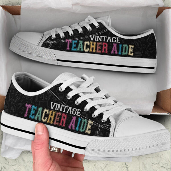 Teacher Aide Vintage Low Top Shoes – Best Gift For Teacher, School Shoes – Best Shoes For Him Or Her