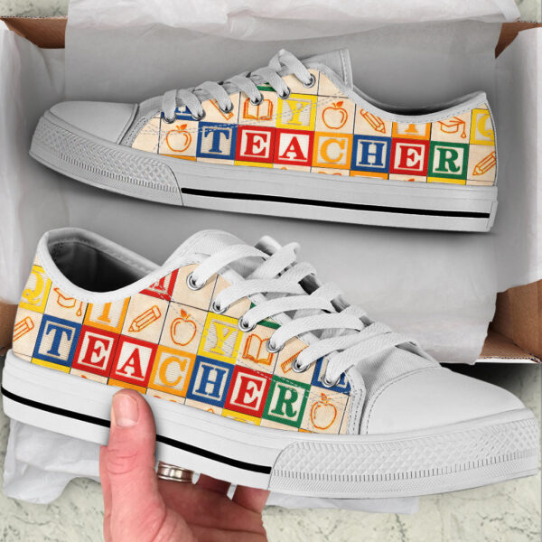 Teacher Alphabet Wooden Low Top Shoes – Best Gift For Teacher, School Shoes – Best Shoes For Him Or Her