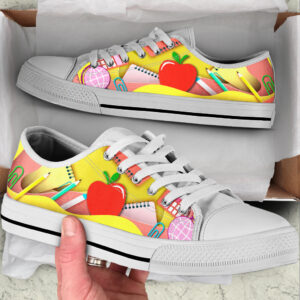 Teacher Apple Art Paper Cut Out Low Top Shoes Best Gift For Teacher School Shoes Best Shoes For Him Or Her 1