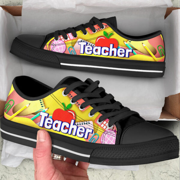 Teacher Art Paper Cut Out Low Top Shoes – Best Gift For Teacher, School Shoes – Best Shoes For Him Or Her