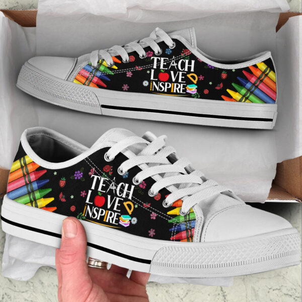 Teacher Crayon Flower Low Top Shoes – Best Gift For Teacher, School Shoes – Best Shoes For Him Or Her