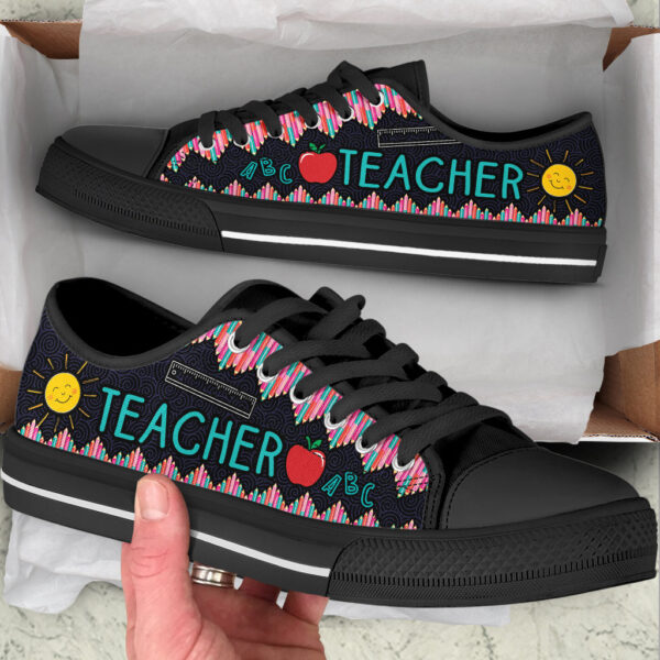 Teacher Crayon Zig Zag Black Low Top Shoes – Best Gift For Teacher, School Shoes – Best Shoes For Him Or Her