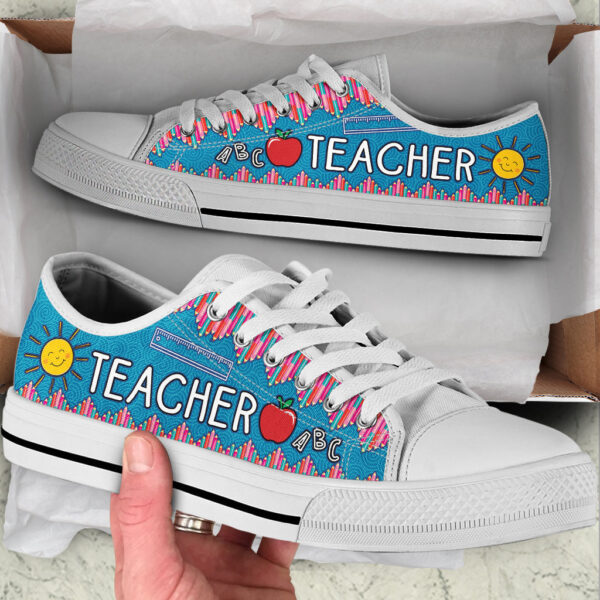Teacher Crayon Zig Zag Low Top Shoes – Best Gift For Teacher, School Shoes – Best Shoes For Him Or Her