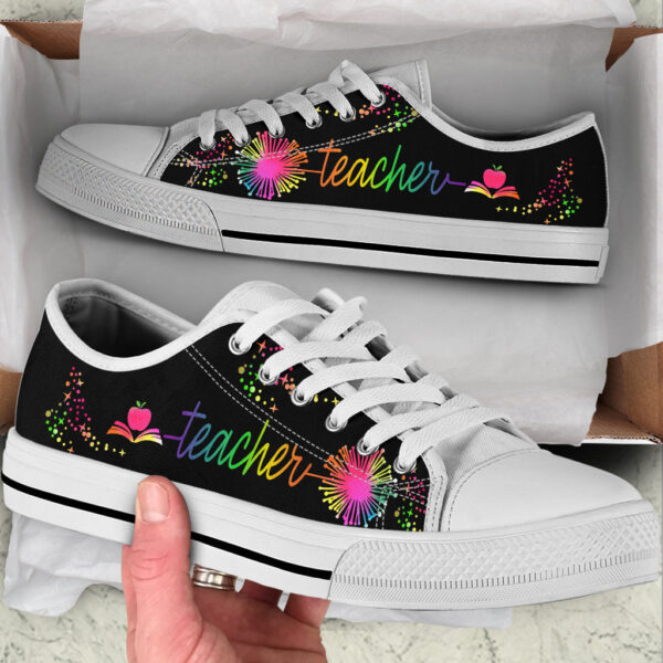 Teacher Dandelion Art Color Low Top Shoes – Best Gift For Teacher, School Shoes – Best Shoes For Him Or Her