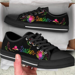 Teacher Dandelion Art Color Low Top Shoes Best Gift For Teacher School Shoes Best Shoes For Him Or Her 2