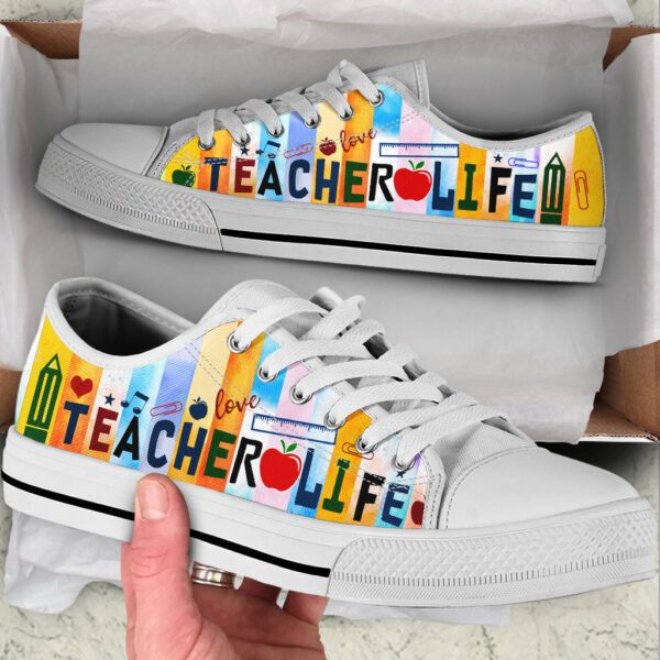 Teacher Pattern Stripe Color Low Top Shoes – Best Gift For Teacher, School Shoes – Best Shoes For Him Or Her