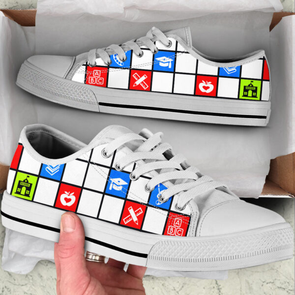 Teacher Shoes Pixel Low Top Shoes – Best Gift For Teacher, School Shoes – Best Shoes For Him Or Her