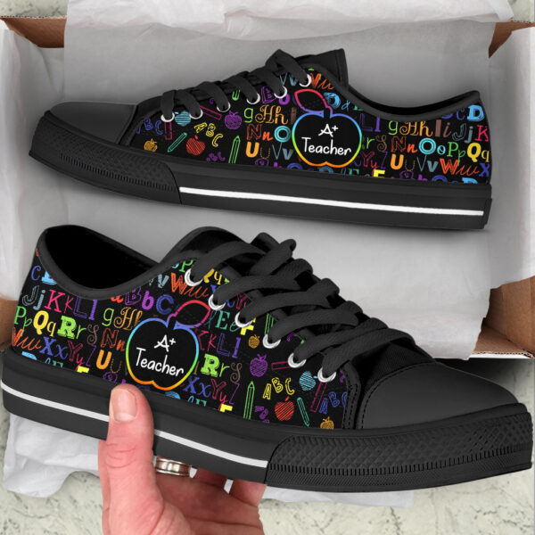 Teacher Shoes Typo Art Color Low Top Shoes – Teacher Shoes Sunflower Low Top Shoes – Best Gift For Teacher, School Shoes